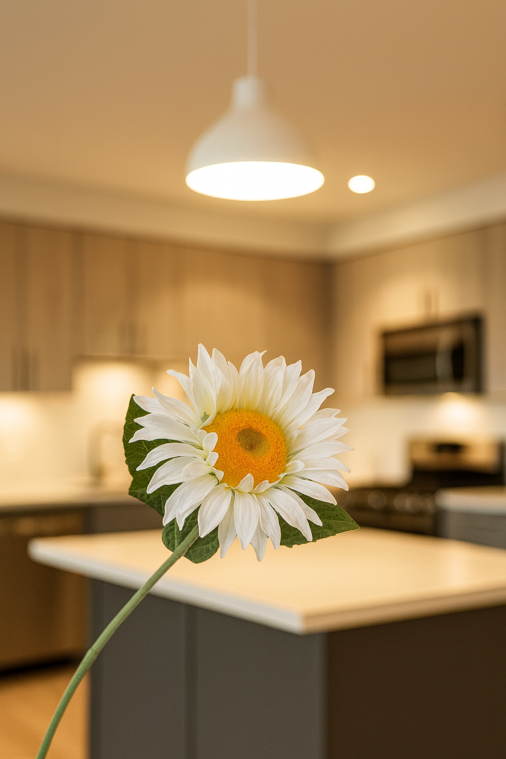 גבעול חמנית לבן/צהוב 62 ס"מ