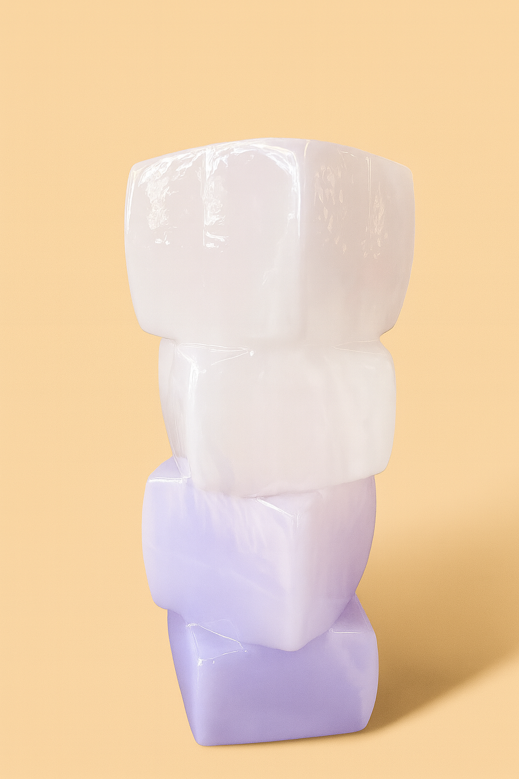 4 קוביות זכוכית ורוד וסגול 40 ס"מ