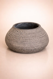 אגרטל שטוח עם טקסטורה - חום אפור