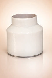 אגרטל זכוכית צורני עם מפתח כפול - לבן